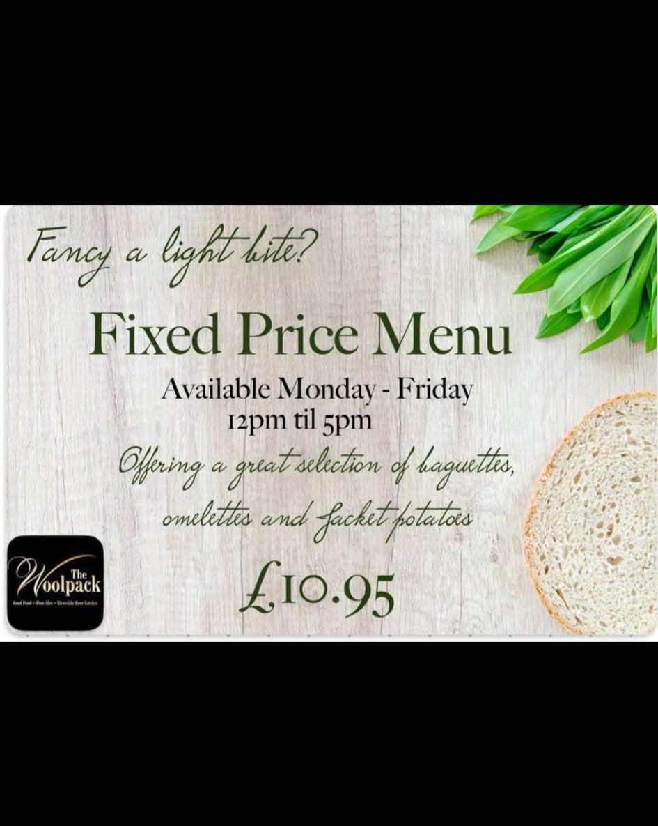 Monday to Friday Lunchtime fixed price menu