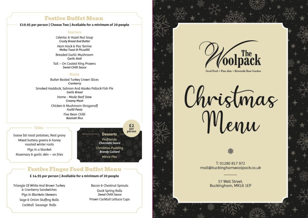 Woolpack Christmas Festive menu